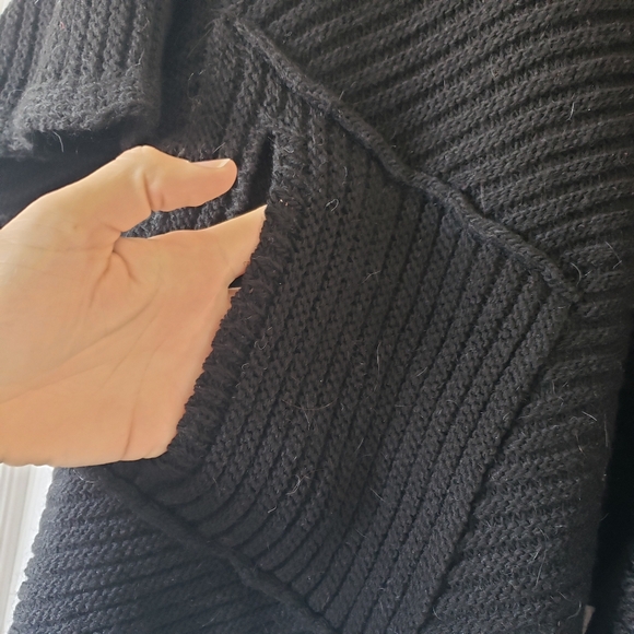 Cocogio Italian Italy Wool Alpaca 1 Size Fits All Sweater Black Nude Knit #26 - Picture 4 of 5